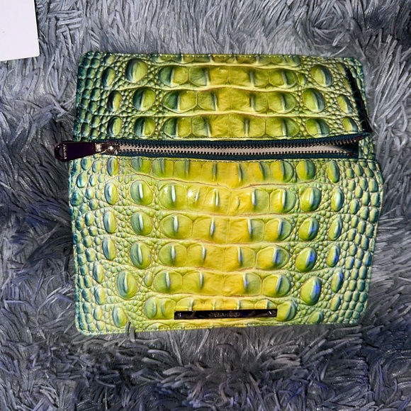 Brahmin Large Finley Satchel/Shoulder Bag Zesty Green Ombre Melbourne& wallet - Picture 3 of 14